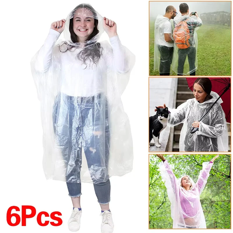 6Pcs Disposable Waterproof Rai - Emergency Poncho Rain ulasan dan harga